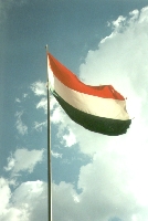 Ungarische Fahne auf der Burgruine Szarvaskó